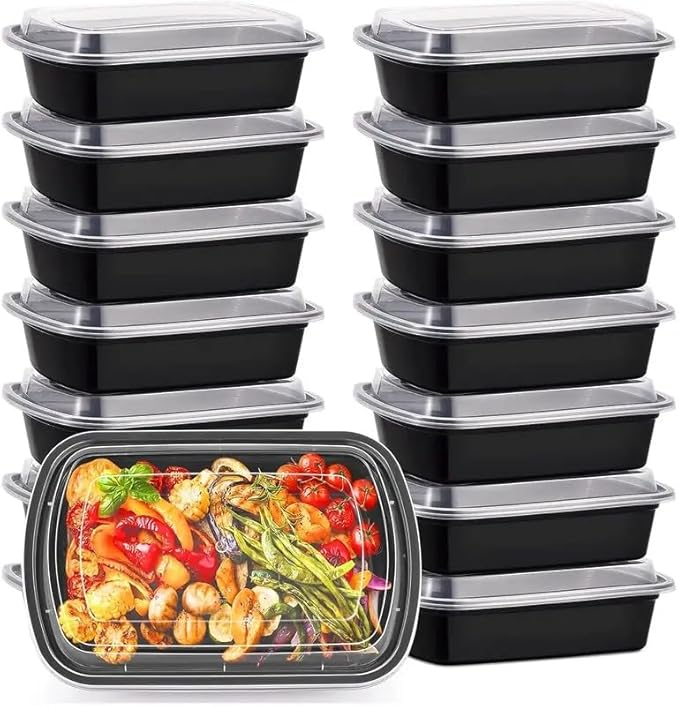 Meal Prep Containers with Lids - 28 OZ | 50 Pack | 1 Compartment Food Containers with Lids [Meal Prep, Bento Box, Stackable, Reusable, Dishwasher Safe, Microwave Safe, Freezer Safe]