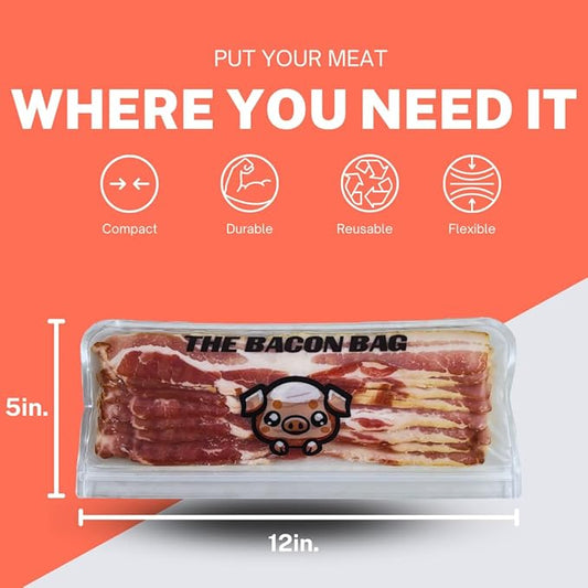 EcoSmart Bacon Keeper - Reusable Silicone Bacon Storage Bag, BPA-Free, Leak-Resistant, Fresh Seal Design - Fridge Organizer for Bacon Lovers