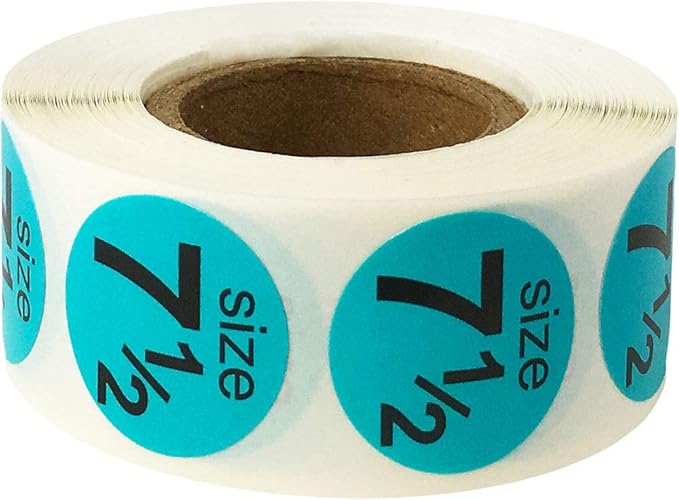 Shoe Size 7 1/2 Teal Stickers for Retail Clothing – 3/4 Inch Round, 500 Semi-Gloss Adhesive Labels Per Roll for Footwear Inventory, Organization, and Display – Made in The USA