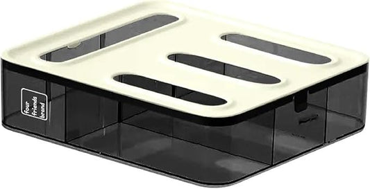 Storage Freezer Bag Organizer, Drawer or Wall Mount Kitchen Storage organizer, 4-Slots, Fits all the most common food bag sizes Gallon, Sandwich, Snack, Quart (Beige)