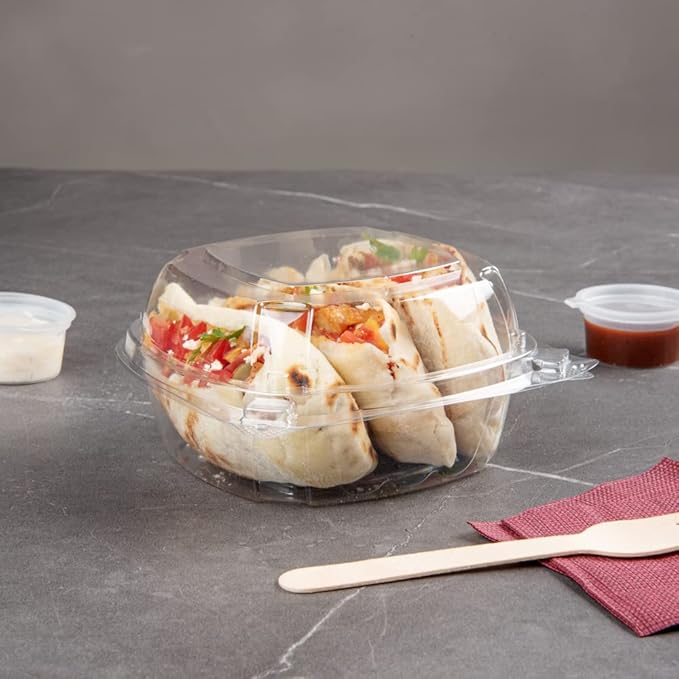 Restaurantware Thermo Tek 18.6 Ounce Clamshell Containers 100 Anti-Fog To Go Food Containers - Freezable Rectangle Clear Plastic Food Packaging Containers Disposable