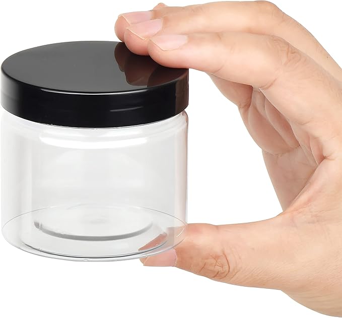 Healthy Packers Plastic Jars With Lids - 4 ounce 36-Pack Small Plastic Containers With Lids, Labels and Marker. Great for Slime, Lotions, Crafts, Travel & General Storage