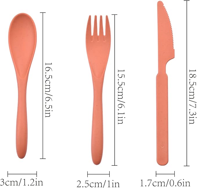 Knives Spoons and Forks Set, Wheat Straw Cutlery Set, Reusable Flatware Set for 4, Utensils for Party, Travel, Work, Picnic, Camping or Daily Use (2)