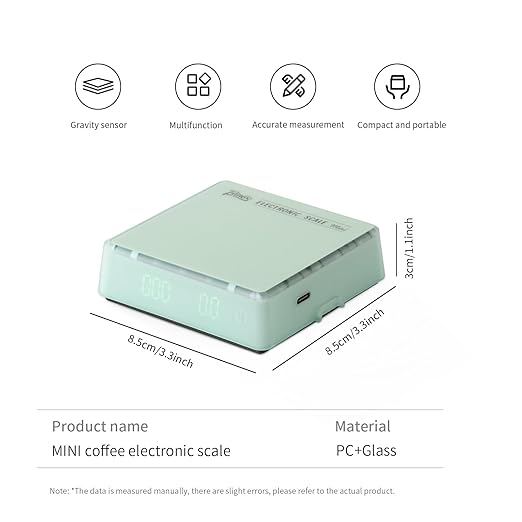 Mini Coffee Digital Scale with Timer, Rechargeable Kitchen Electronic Scale, Compact Digital Scale for Precision Brewing, Accurate Measurement for Espresso & Pour Over