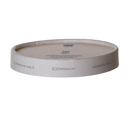 Eco-Products Compostable 8-10oz Paper Food Bowl Paper Lids, Case of 500, Disposable Renewable Round Food Bowl Lids, Hot or Cold Foods, White, Plant-Based PLA Lined, ASTM Compliant, BPI-Certified