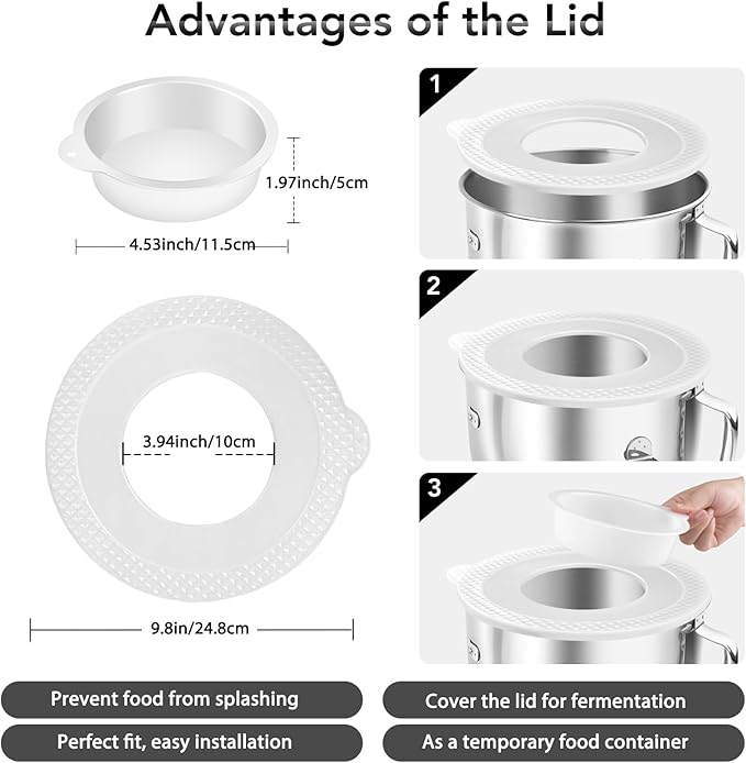 6 QT Stainless Steel Mixer Bowl Fit for KitchenAid Bowl-Lift Stand Mixers, Replacement Mixing Bowl with Handle & Lid for Kitchen Aid Professional 6 & 600, Models KV25, KP26, KL26, KT2651, KD2661