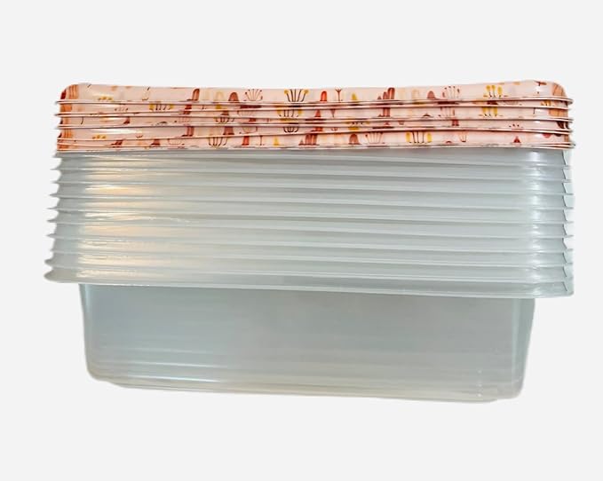 COOK WITH COLOR 20 PIECE PLASTIC RECTANGULAR FOOD CONTAINERS, 10 LIDS & 10 CONTAINERS CAPACITY 33.8 OZ (1L) 9 X 6 X 2 (MUSHROOMS)