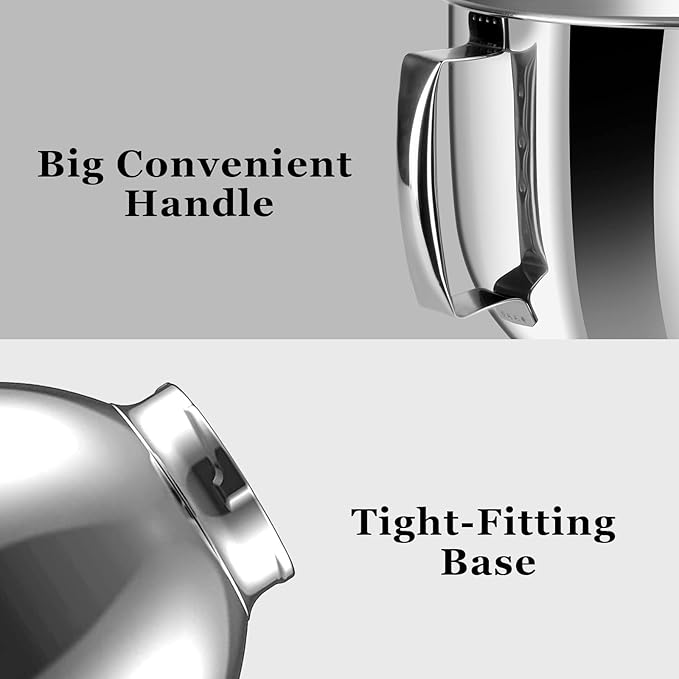 Stainless Steel Bowl Compatible with Kitchenaid Mixer 4.5/5QT，5 Quart Stainless Bowl for Kitchen Aid Mixing