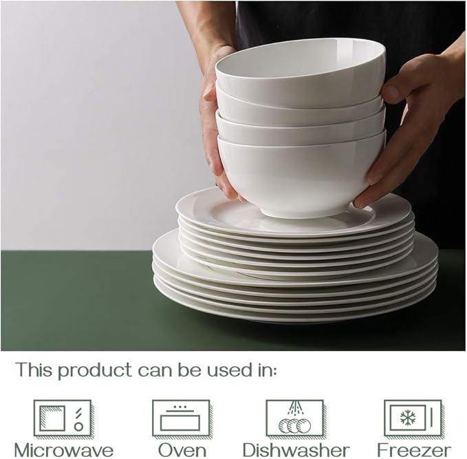 DOWAN 22 OZ White Ceramic Bowls Set of 4 - Perfect for Soup Bowls for Kitchen, Cereal Bowl, Ramen Bowl, Microwave Safe for Oatmeal, Fruit,Salad and Rice Bowl - Dishwasher & Microwave Safe