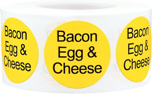 Bacon, Egg, & Cheese Deli Labels 1 Inch 500 Total Adhesive Labels