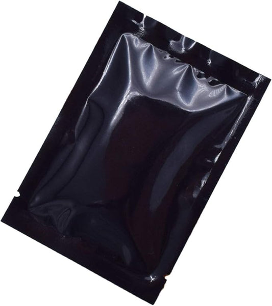 QQ Studio 100 PCS Metallic Mylar Foil Open Top Sealable Bags (9x13cm(3.5x5.1"), 100x Black)