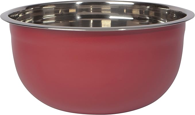 Now Designs Matte Coated Steel Mixing Bowls, Carmine Red, 5 qt, 3 qt, 1.5qt, Set of 3