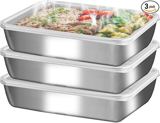 stainless steelFood Storage Containers setsstorage box with lidfreezer FrozenKitchen tray with lidOven plateSide dish plate Freezer & Dishwasher Safe