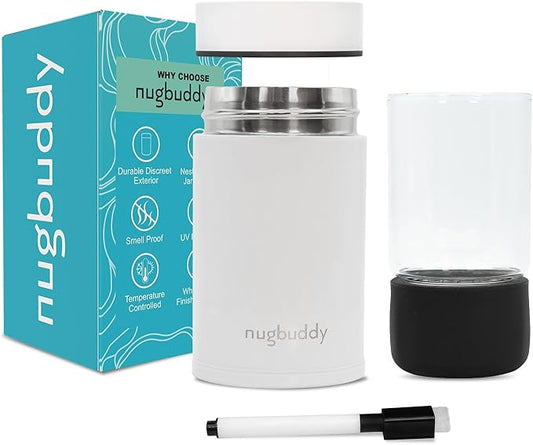 Mini Airtight Storage Container - Vacuum Sealed Insulated w Nested Glass Jar - UV Protection, Temperature Controlled Stainless - 100 ml (1/4 Oz)