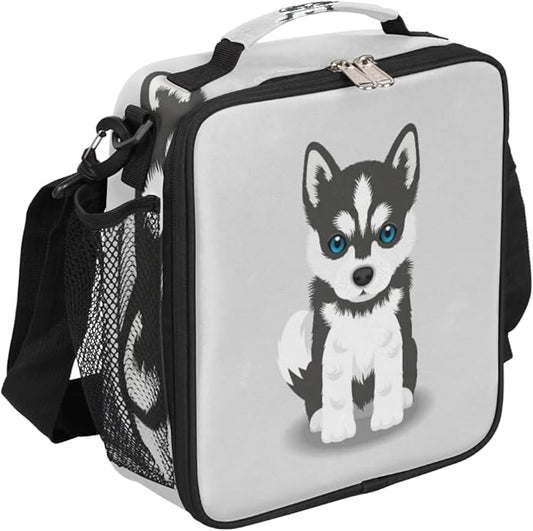 Kids Lunch Box for Boys Girls Husky Dog Lunch Bag Cute Dog Kids Lunch Bags Insulated Kids Lunch Bags with Adjustable Shoulder Strap for School, Picnic
