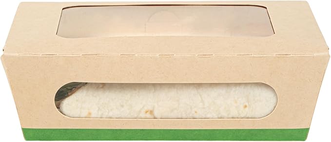 Restaurantware-Sustain 28 Ounce Sturdy Paper Take Out Boxes, 50 Disposable Take Out Food Containers - With PLA lining, Two Clear PLA Windows, Bamboo Paper Containers, Compostable, Tab-Lock Design