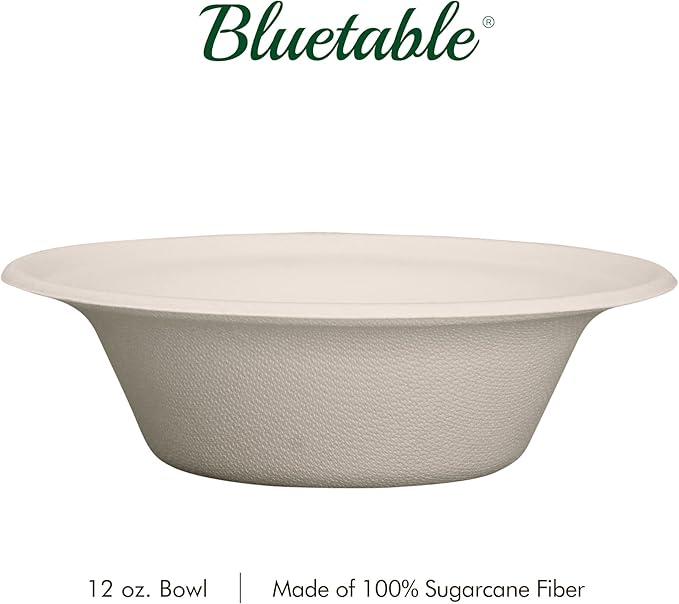 Paper Bowls Disposable Bowls Compostable [800 Pack] Bulk 12 oz Biodegradable Bowl - Case Pack Good For Hot Soup Chili - Made from 100% Sugarcane, Eco Friendly Bagasse Bowls Natural [800 Pack/Case]