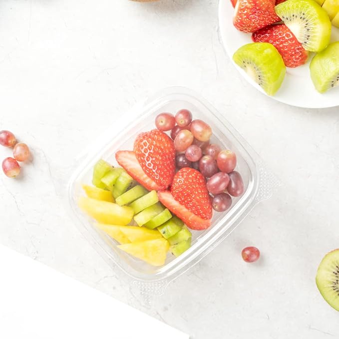 Restaurantware Thermo Tek 8 Ounce Clamshell Containers - Anti-Fog To Go Food Containers - Freezable Rectangle Clear Plastic Food Packaging