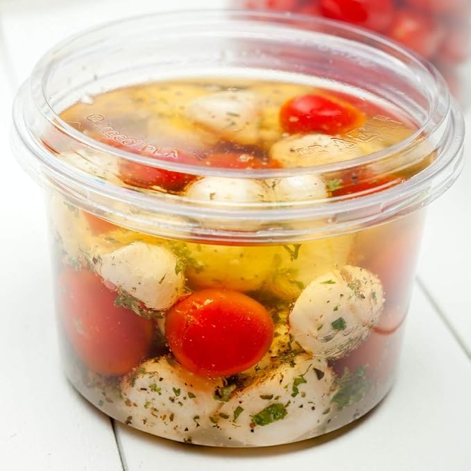 LIDS ONLY: Basic Nature To Go Container Lids, 50 Plastic Condiment Cup Lids - Pair With Deli Containers, Flat Lids, Clear PLA Plastic Portion Cup Lids, For Takeaway Orders - Restaurantware