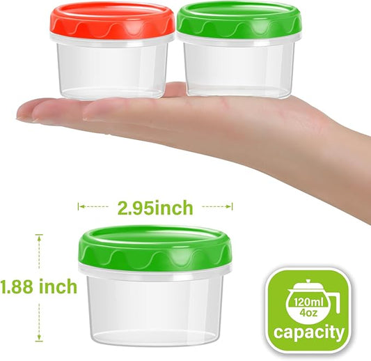 4oz Plastic Containers with Lids Reusable Dishwasher Freezer Safe Airtight, 6-Pack