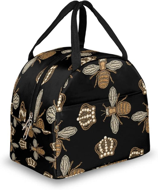 Insulated Lunch Bag for Women Men Golden Bee Waterproof Thermal Tote Bag Reusable Lunch Box Container Lunch Holder Leakproof Lunch Cooler Bag Picnic Travel Work