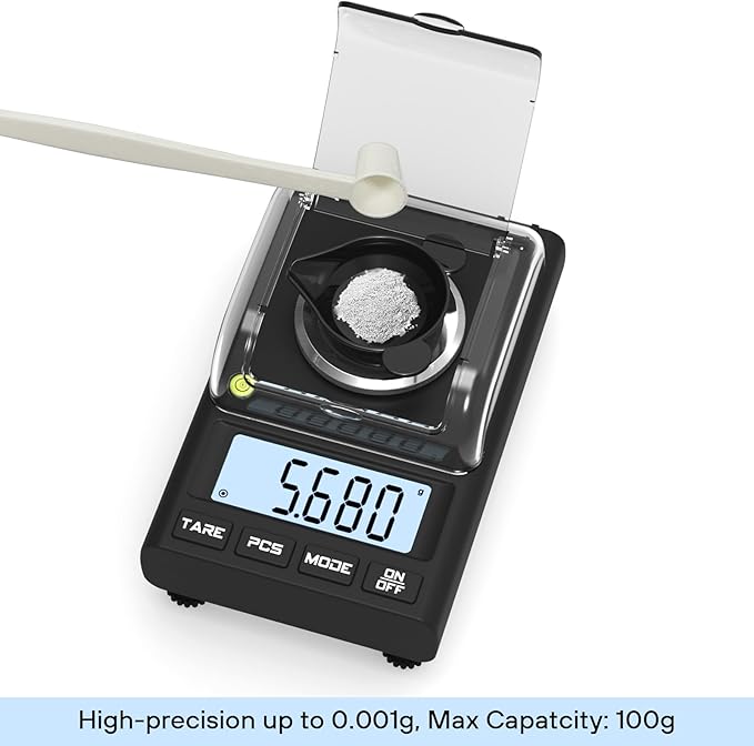 WEIGHTMAN Milligram Scale 100g x 0.001g, Mg Scale with 50g Calibration Weight and Accessories, Powder Scale for Reloading