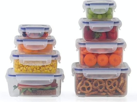 8 Clear Food Storage Containers Set, Microwave and Freezer Safe, Little Big Box