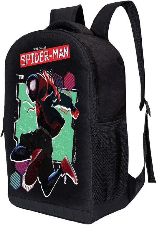 Marvel COMICS CLASSIC SPIDERMAN BACKPACK BLACK SPIDERMAN 18 INCH AIR MESH PADDED BAG (Into the Spiderverse - Miles Jump)