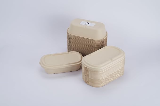 [100% Eco-Friendly] 34 oz Disposable Food Containers with Lids – Sugarcane Pulp Take Out Containers, Biodegradable Lunch Box, Compostable and Microwave Safe To-Go Boxes for Meal Prep – Pack of 50
