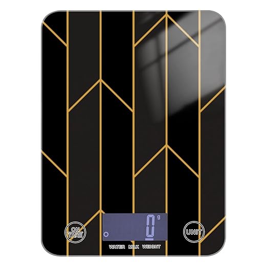 Food Scale Kitchen Digital Scale Food Ounces and Grams Dieting Baking Cooking Waterproof Glass Panels LCD Display,4 Units Scale Tare Function Geometry