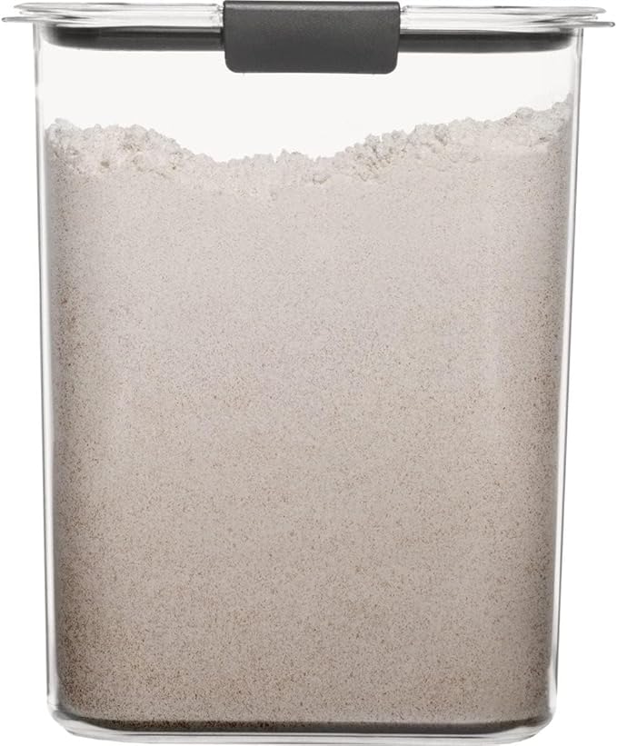 Rubbermaid Brilliance 16-Cup Airtight Food Storage Container with Lid Clear/Grey - optimal for pantry organization flour sugar and food storage