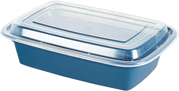 Restaurantware Asporto 38 Ounce Take Out Containers, 100 Food Containers With Lids - Microwavable, Disposable, Midnight Blue Plastic To Go Food Containers, No BPA, For Take Out And Delivery