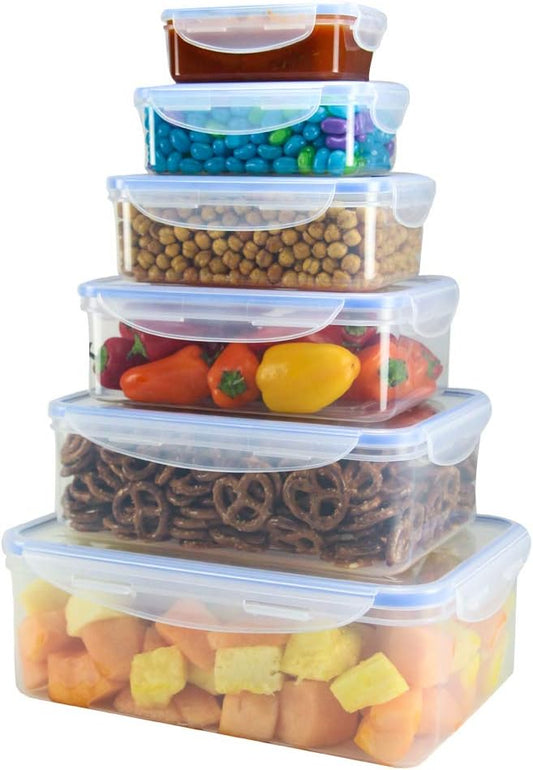 Nicole Home Collection Food Storage Plastic Containers with Locking Lids, Leak Proof, Airtight, Nested, Set Of 6 BPA Free Dishwasher and Freezer Safe