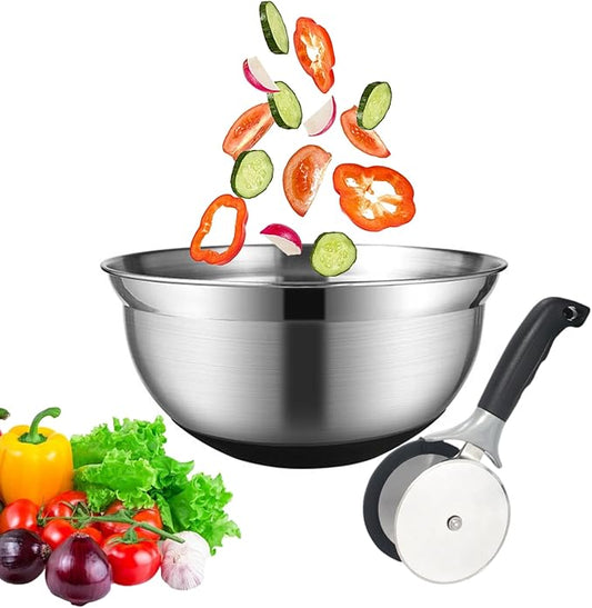 Salad Chopper Blade and Bowl – Stainless Steel Salad Cutter Bowl –Fast Salad Prep for Lettuce, Vegetables, Fruit and more