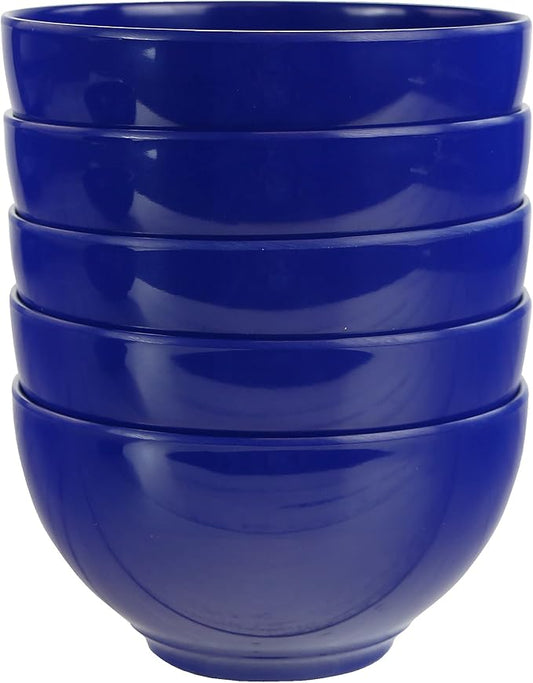 Reston Lloyd 100% Melamine Dinnere Cereal, Soup, Dip Bowls, 16oz/2cup Capacity, Indigo, Set of 6