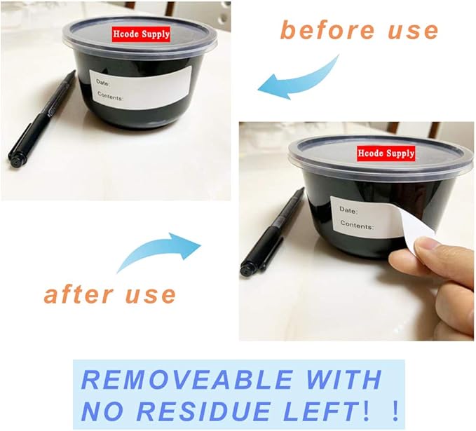 2 x 3'' Self-Adhesive Removable Freezer Food Labels- Easy Clean Leaves No Residue- Cooler Food Storage Freezer Stickers Plastic Paper Perfect for Reusable Containers 2 Roll
