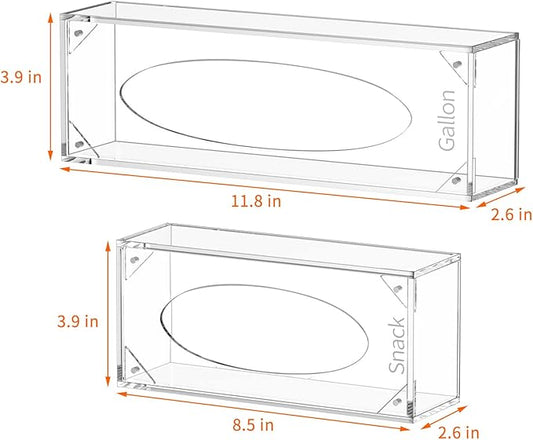 FEMELI Food Bag Storage Organizer, Acrylic Kitchen Drawer Baggie Box, Compatible with Gallon, Slider Quart, Freezer, Sandwich, Snack, Variety Size Bags, 4 separate Pack(Clear)