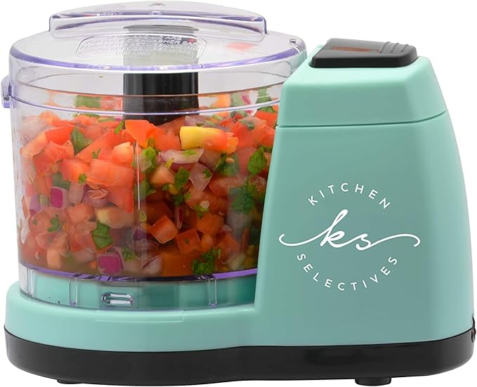 Mini Chopper by Select Brands - Mini Electric Food Chopper for Kitchen Appliances - Features Dishwasher-Safe Parts - Chops, Minces & Dices - 1 1/2 Cups, Mint Green