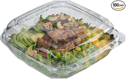 Restaurantware Thermo Tek 45.7 Ounce Clamshell Containers 100 Anti-Fog To Go Food Containers - Freezable Rectangle Clear Plastic Food Packaging Containers Disposable