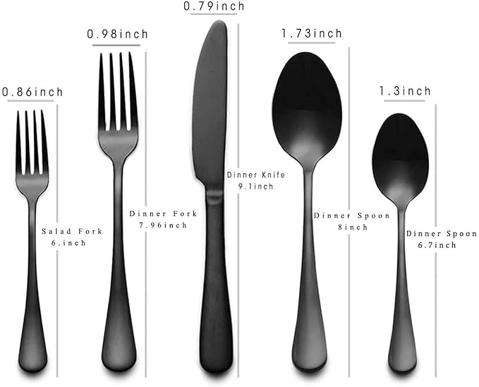 Reusable Utensils Set, Stainless Steel Healthy Travel Cutlery Set Ideal for Home Restaurant Lunch Box Camping (Black 5 PCs)