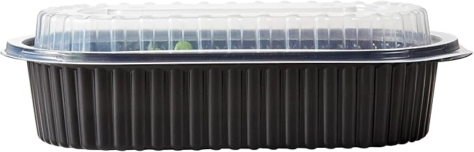 RW Base 32 Ounce Meal Prep Containers, 50 Microwavable To Go Containers With Lids - Disposable, Freezable, Black Plastic Oval Food Containers, Pack Hot And Cold Food, For Takeaway - Restaurantware