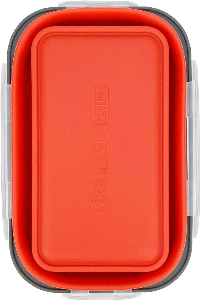 CARTINTS Set of 3 Collapsible Food Storage Containers with Lids, Collapsible Silicone Bowls, Silicone Lunch Containers, For Meal Prep, Camping, Travel, Microwave and Freezer Safe,500ml,Red