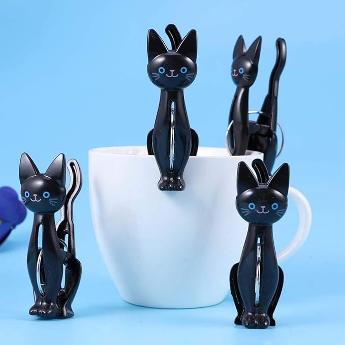 BESPORTBLE Bag Clips Bag Clips Bag Clips Cat-Shaped Bag Clips, 4Pcs Cat Chip Clips for Food Storage, Snack Bag and Chips Bag - Cartoon Cat Clothes Clips Household Sealing Clips Bag Clips Clothespins