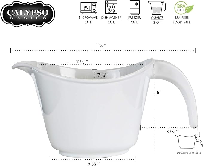 Reston Lloyd, Batter Bowl With Pour Spout, Non-Slip Base, Erogonomic Space Saving Detachable Handle, 2 QT Heavy Duty BPA-Free Microwave & Dishwasher Safe, Plum