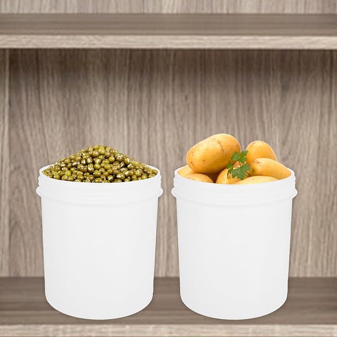 6 Pack Food Storage Containers with Screw on Lids 34 Oz Food Safe Round Plastic Containers, Freezer and Microwave Safe Storage Containers for ice Cream, BPA Free