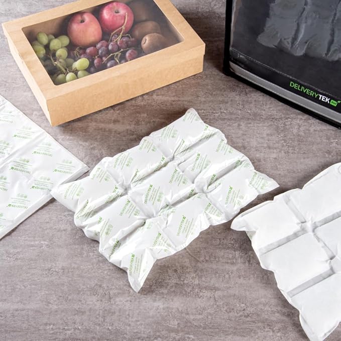 Restaurantware Delivery Tek 15.4 x 11.4 Inch Ice Sheets 10 Durable Cold Packs - Easy-To-Use Design Leakproof Plastic Shipping Ice Packs Reusable For Frozen Meat Vegetables or Beverages