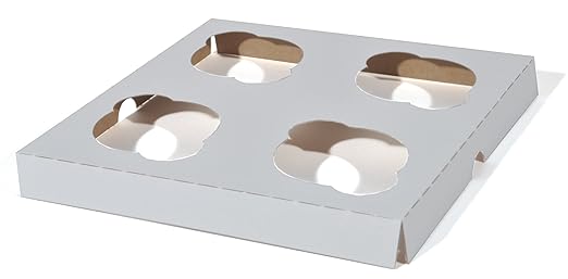 Southern Champion Tray 10007 Clay Coated Kraft Paperboard 4-ct Cupcake Insert, 7-7/8" Length x 7-7/8" Width x 7/8" Height (Case of 200)