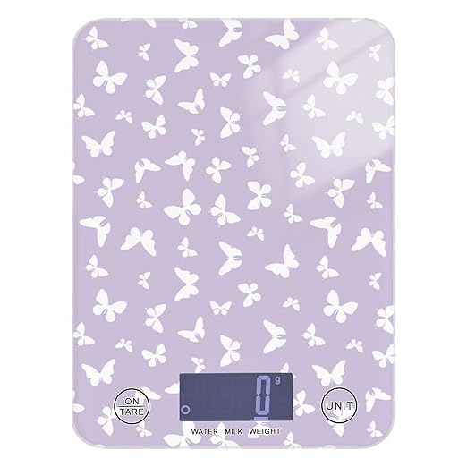 Food Scale Kitchen Scale for Baking Cooking Digital Food Weighing Measuring Scale Small Waterproof Electric Food Scale Purple Butterfly