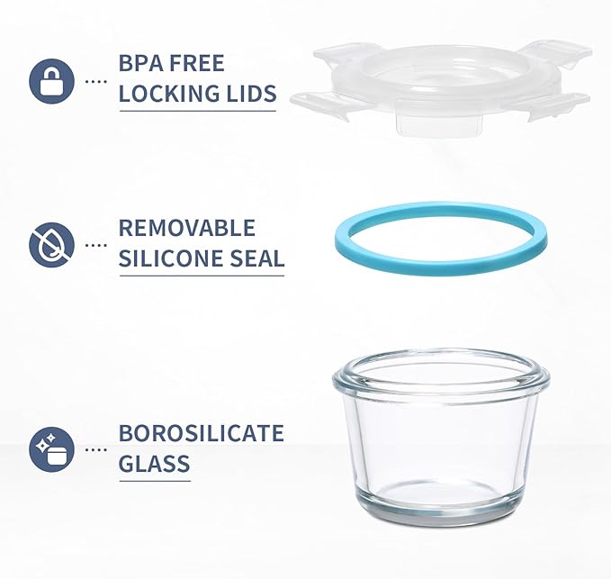 Small Glass Containers 12 Pack, 5oz Reusable Mini Food Storage Containers with Lids, Airtight, Leakproof