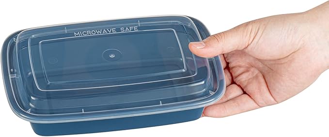 Asporto 24 Ounce Take Out Containers, 100 Food Containers With Lids - Microwavable, Disposable, Midnight Blue Plastic To Go Food Containers, No BPA, For Take Out And Delivery - Restaurantware